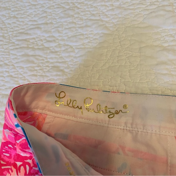 Lilly Pulitzer size 2 buttercup shorts pink floral blue short scalloped - Picture 3 of 7